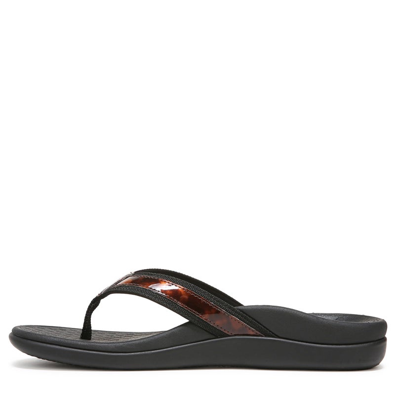 Vionic Women's Tide II Toe Post Sandal - Ladies Flip Flop with Concealed Orthotic Arch Support Black Tortoise 7 M US - Image 2